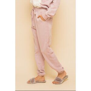 Hem and Thread Mauve Blush Lounge Wear Fleece Sweat Pants Small New